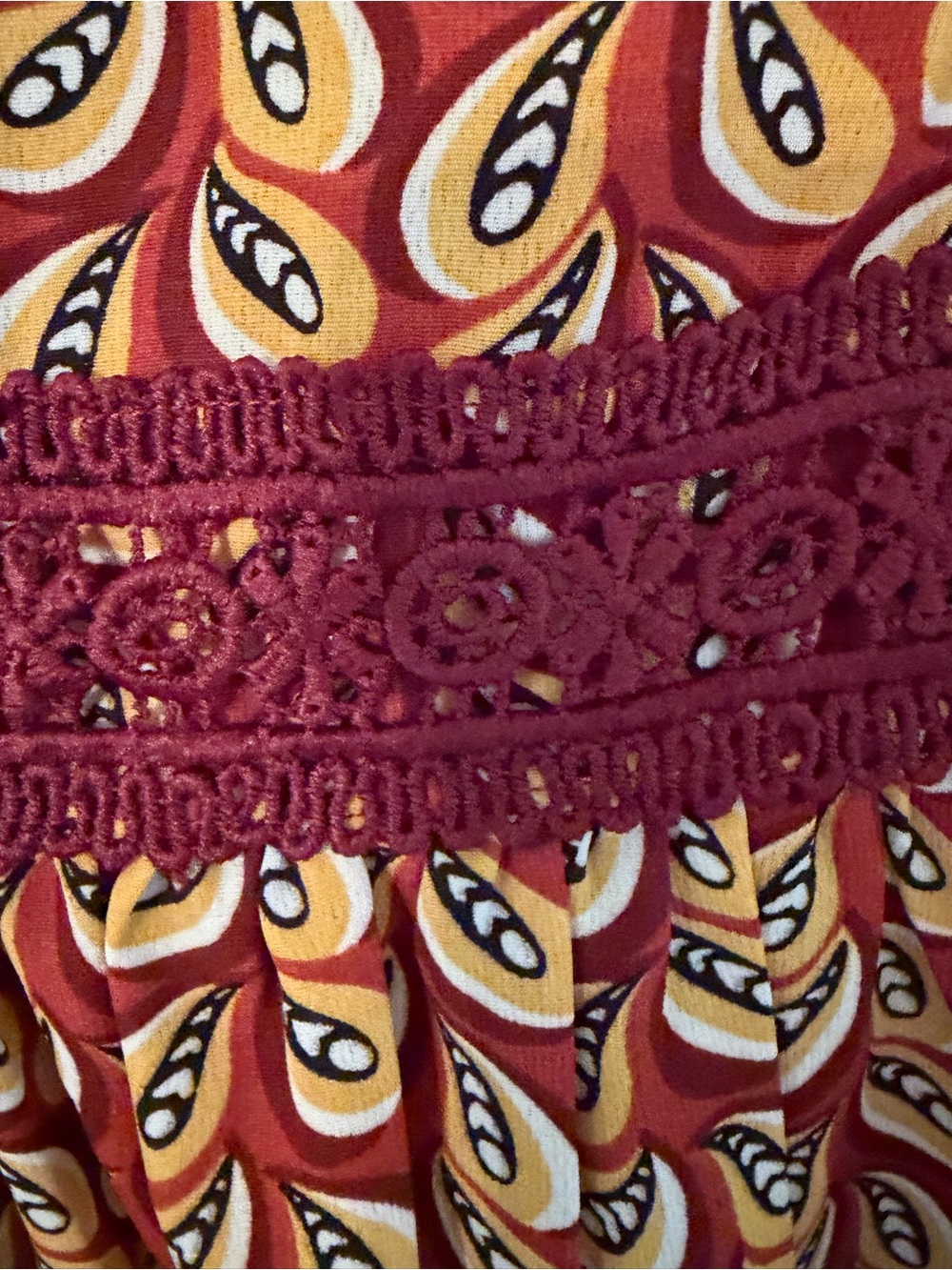 Suzanne Betro Burgundy and Burnt Orange V‑Neck Mini Dress - Picture 6 of 8